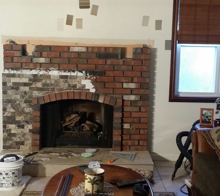 outstanding 1970's brick fireplace diy makeover | brick fireplace makeover, diy how to cover old brick fireplace photo