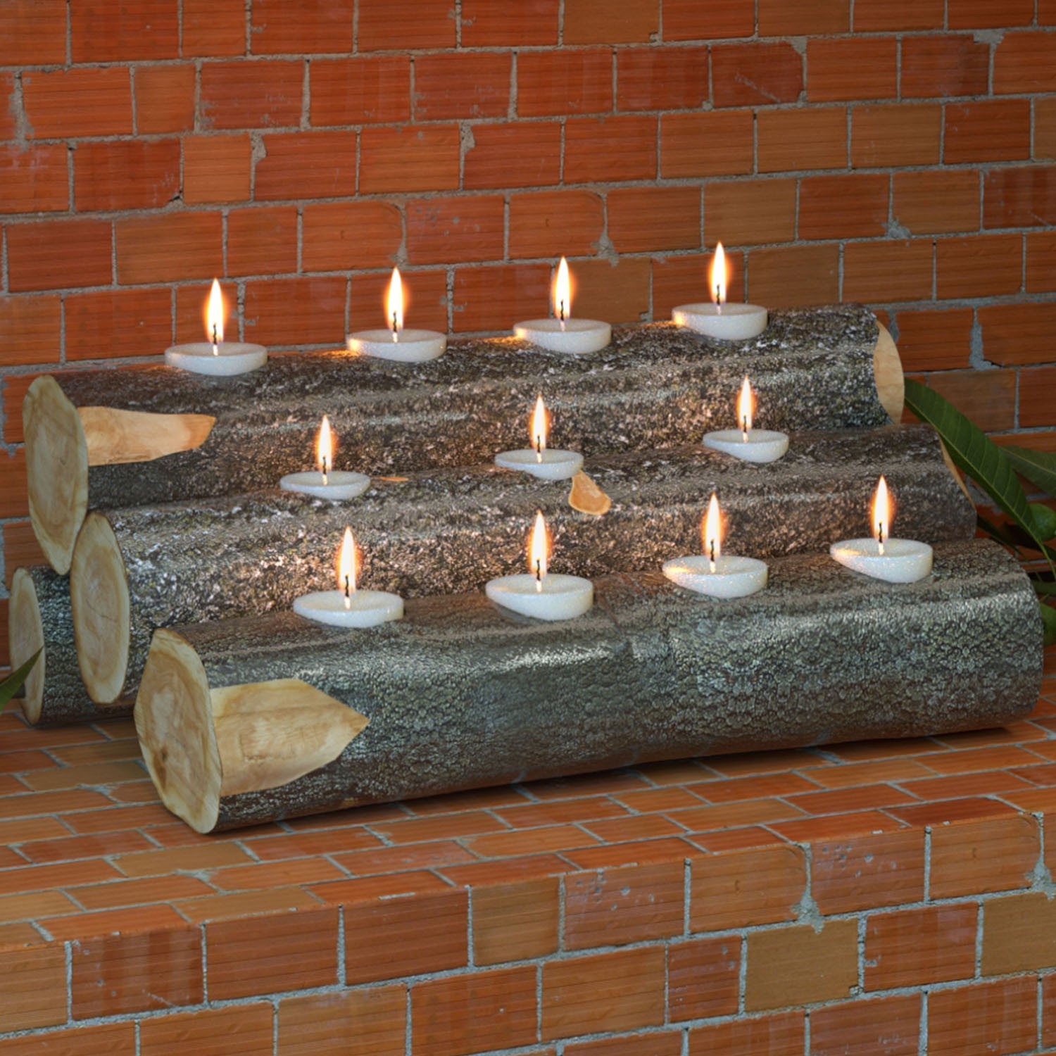 Stylish Candles In A Fireplace Pictures Buy