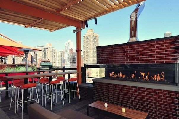 outstanding roof at park south fireplace | nyc rooftop, rooftop bars nyc, park brooklyn bars with fireplaces image