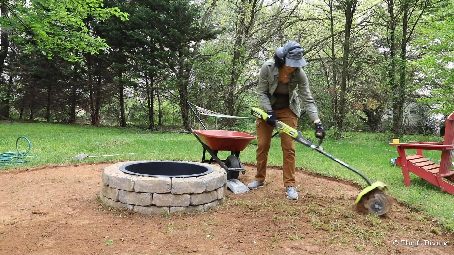 picture of how to build a diy fire pit with gravel, stones, and walkway | fire pit how to make a fire in fireplace photo
