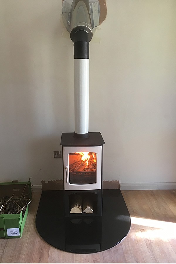 picture of wood burner installation with external twin wall chimney in minehead can i put a wood stove in my fireplace photo