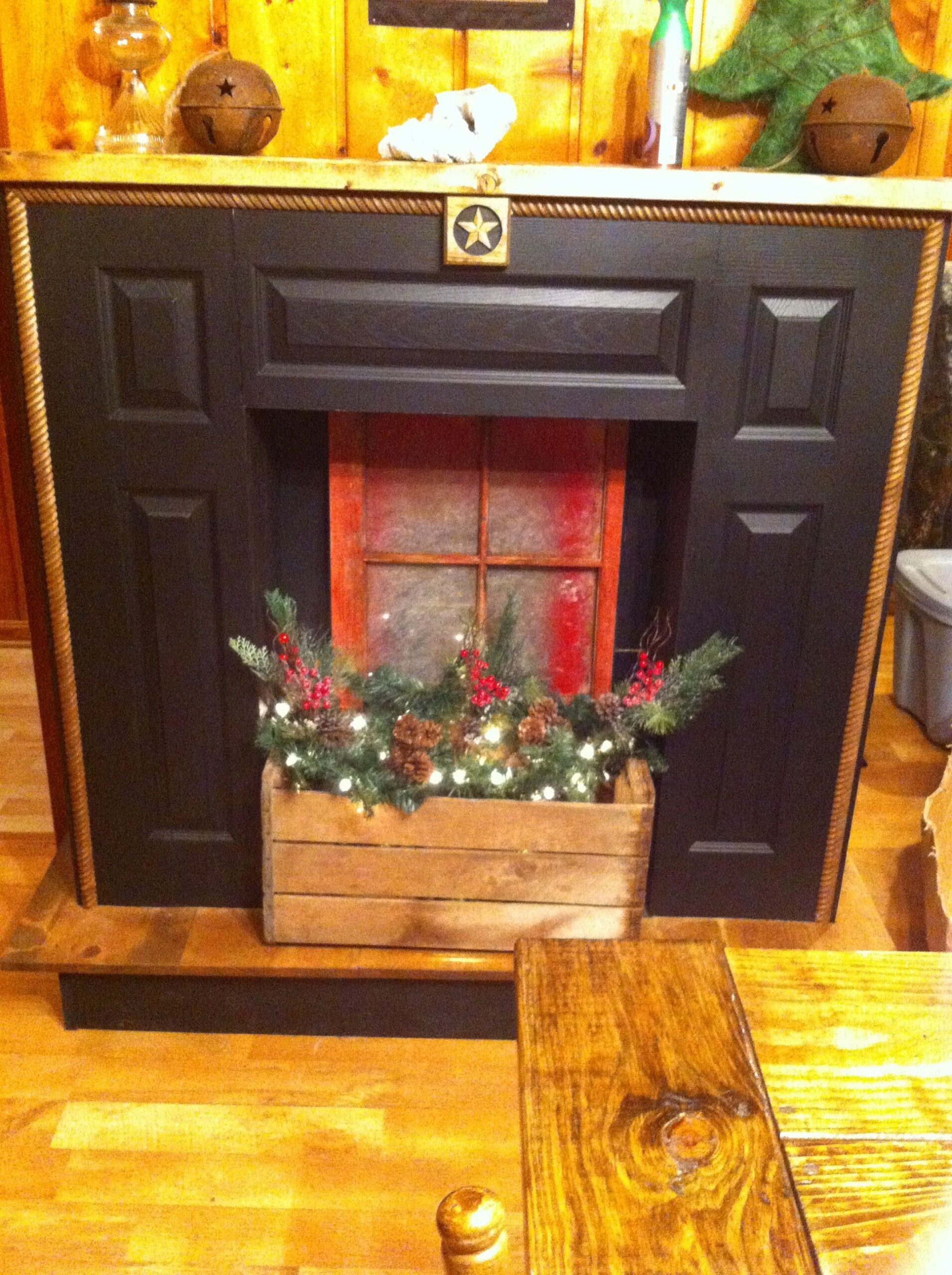 remarkable christmas decor in the faux fireplace fake fireplaces for decoration photo