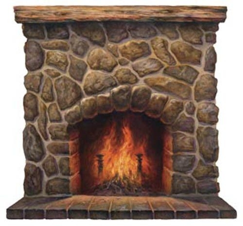remarkable faux stone rock fireplace peel &amp; stick wall mural | rock fireplaces fake river rock for fireplaces image