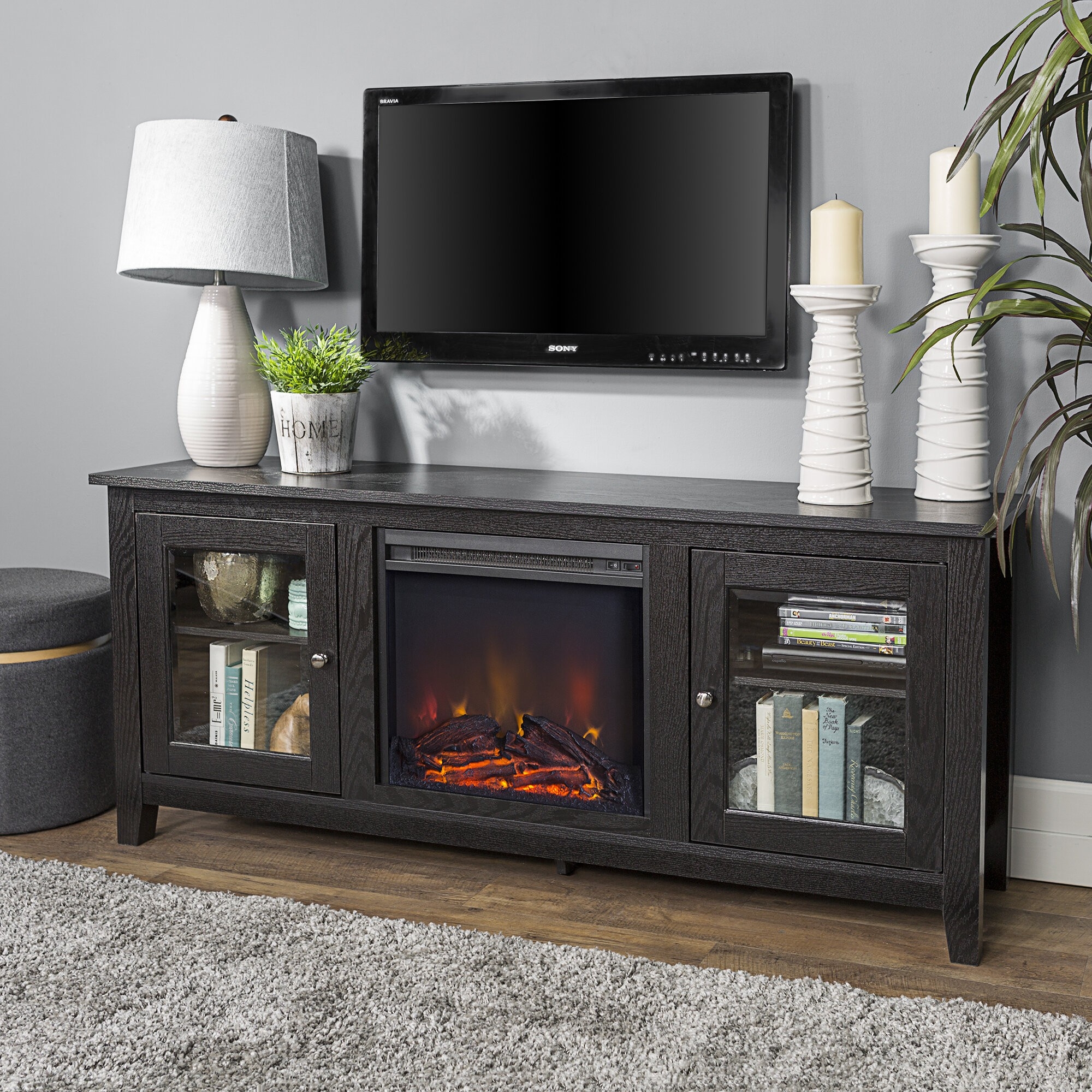 splendid black fireplace tv stands & entertainment centers you'll love in 2021 fireplace with tv stand picture
