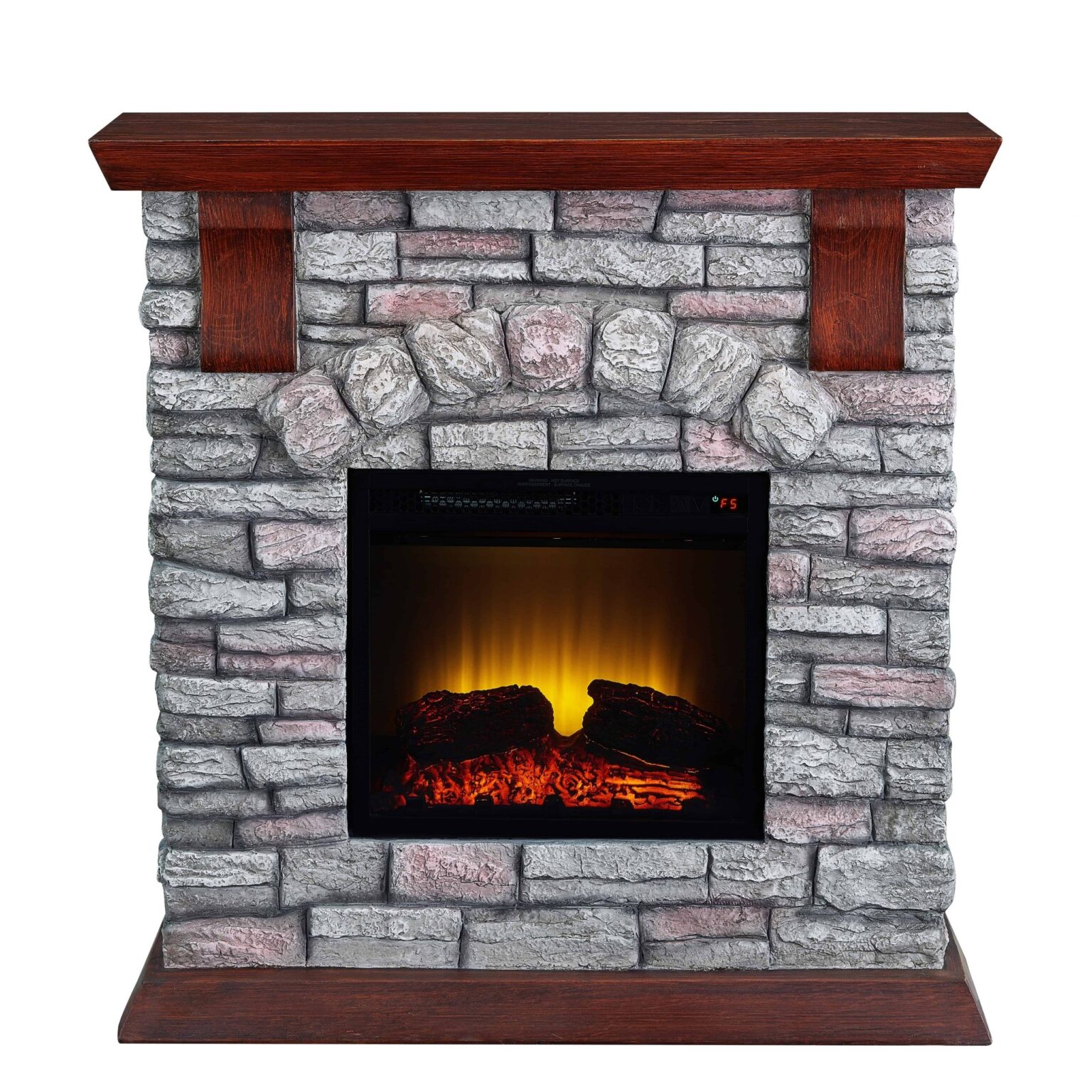 splendid bold flame 38 inch faux stone electric fireplace in brown/tan fake fire for fireplace pics