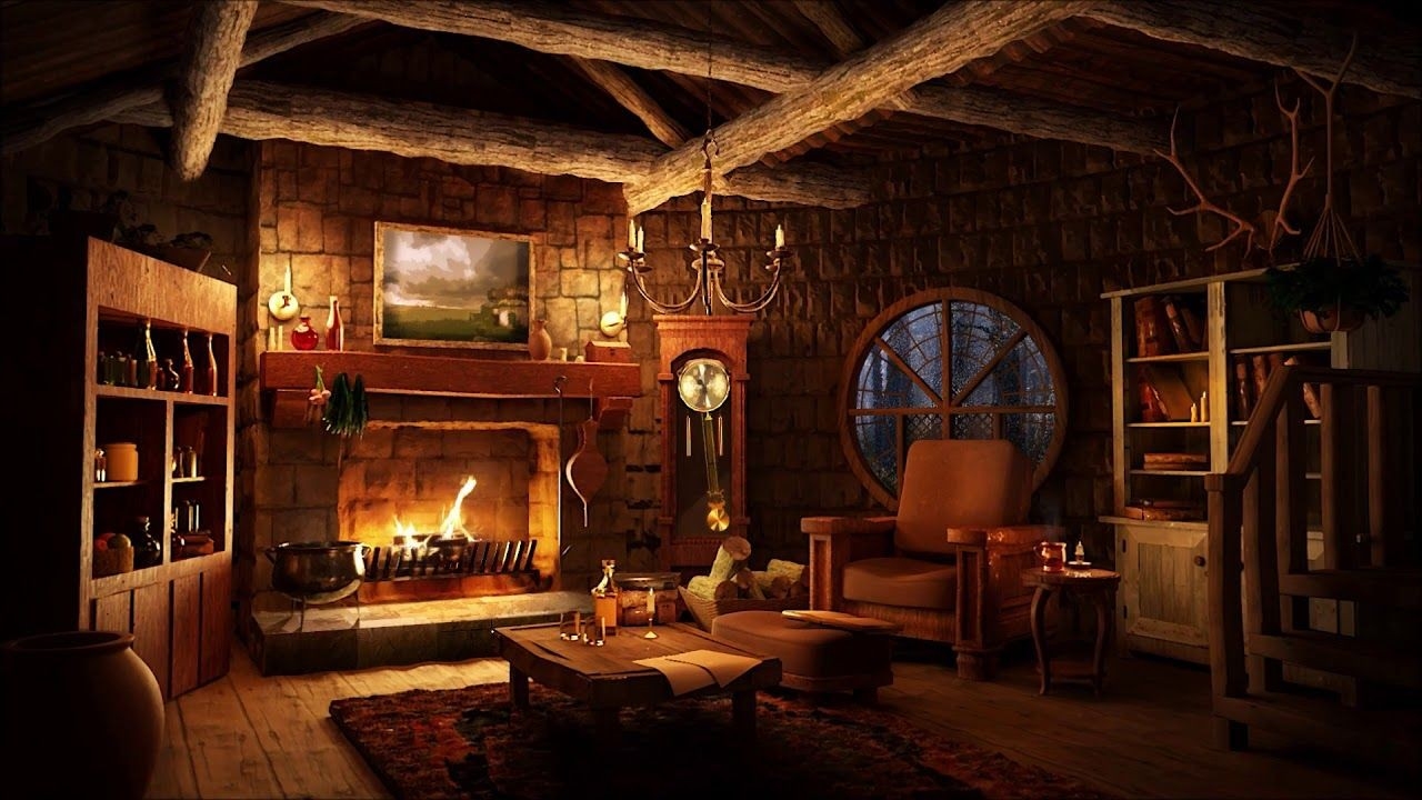 splendid cozy hut ambience light rain sounds with warm fireplace youtube youtube fireplace with music photo
