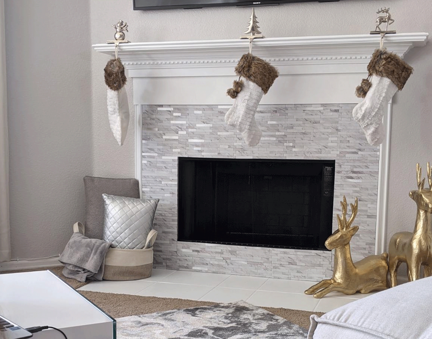 splendid peel and stick tile fireplace ideas | clever mosaics peel and stick tile around fireplace photo