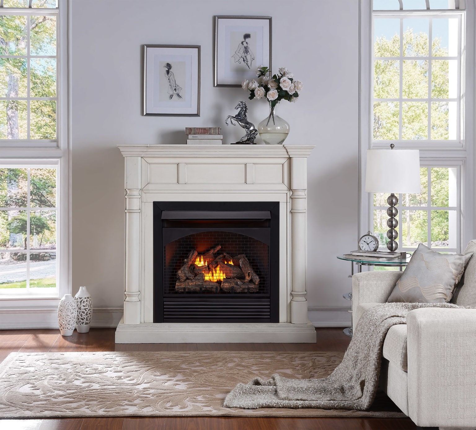 Top Gas Log Fireplaces With Mantels Brand