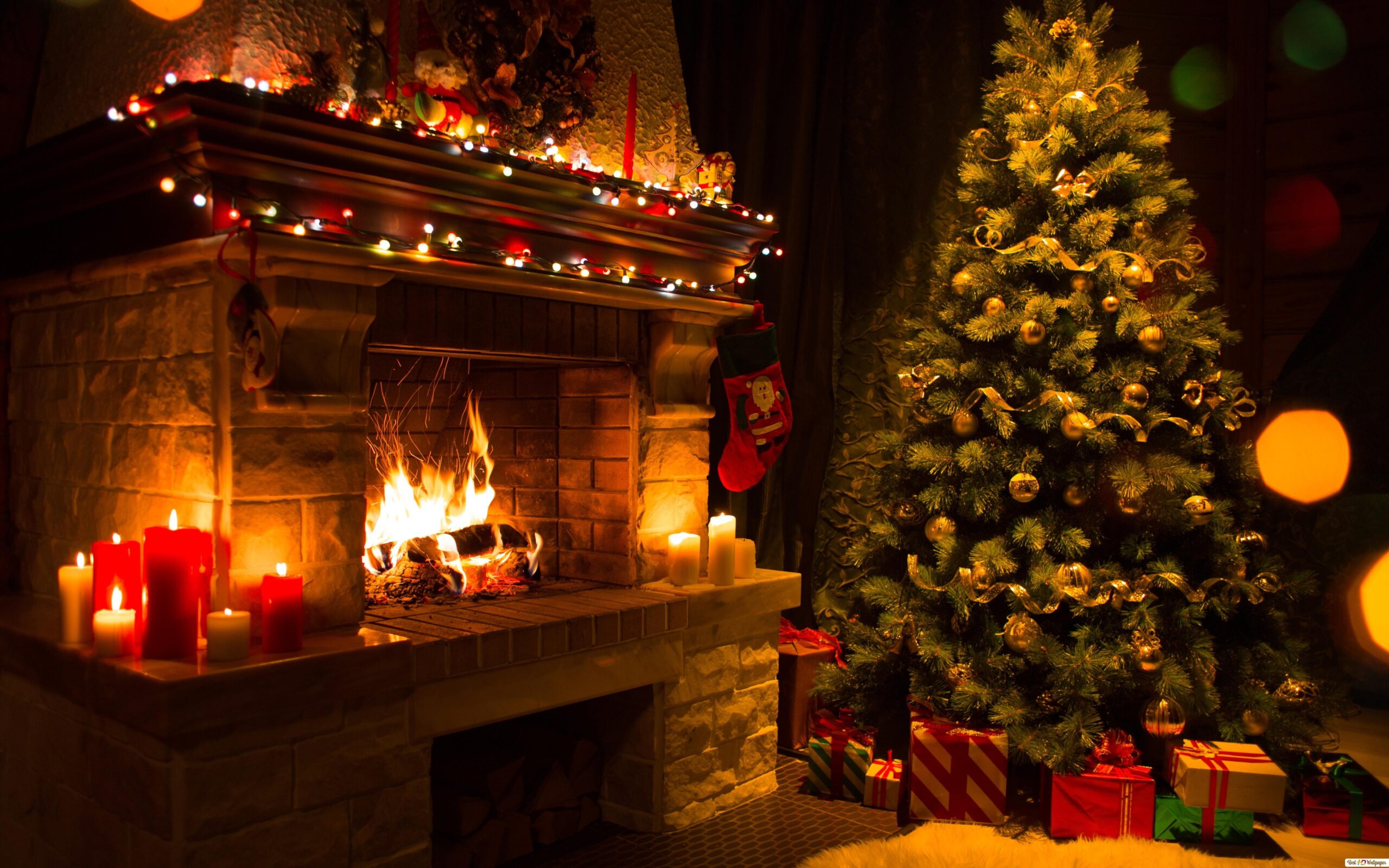 stunning fireplace and christmas tree hd wallpaper download christmas tree by the fireplace image