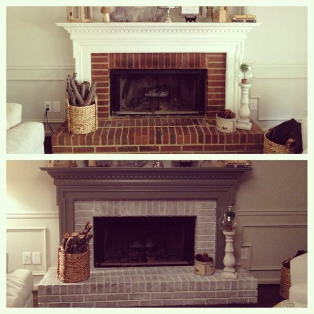 stunning fireplace before and after i like how the brick wasn't fully painted before and after pictures of painted brick fireplaces picture