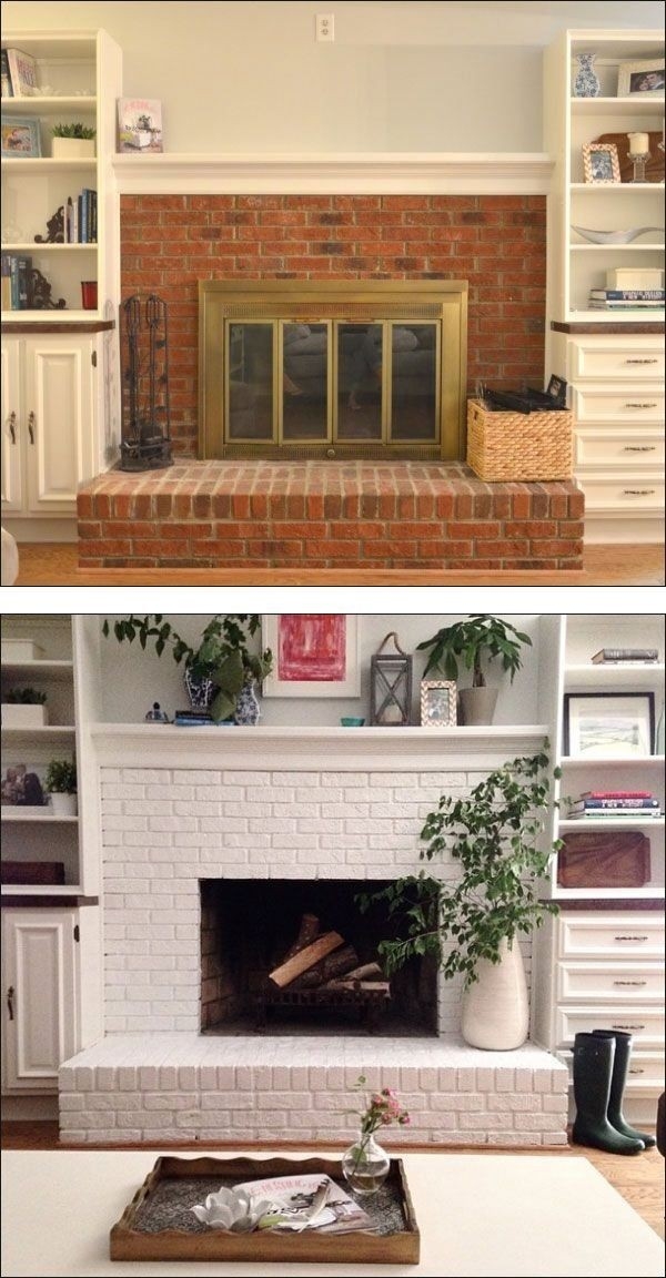 stunning fireplace before and after painted brick | 1000 | white brick how to paint brick fireplace makeover picture