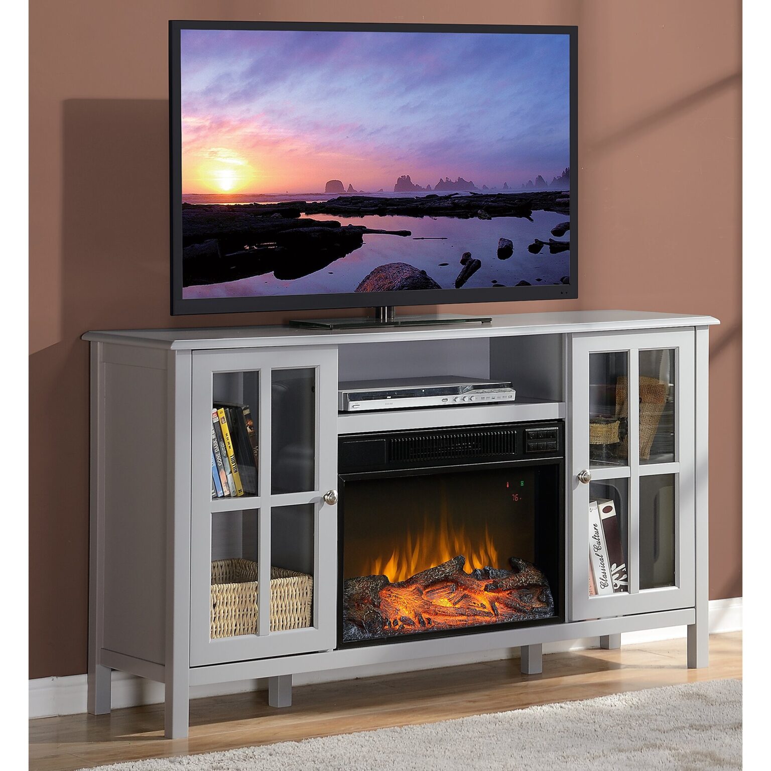 stunning homestar langley tv stand with electric fireplace | wayfair electric fireplace tv stand picture
