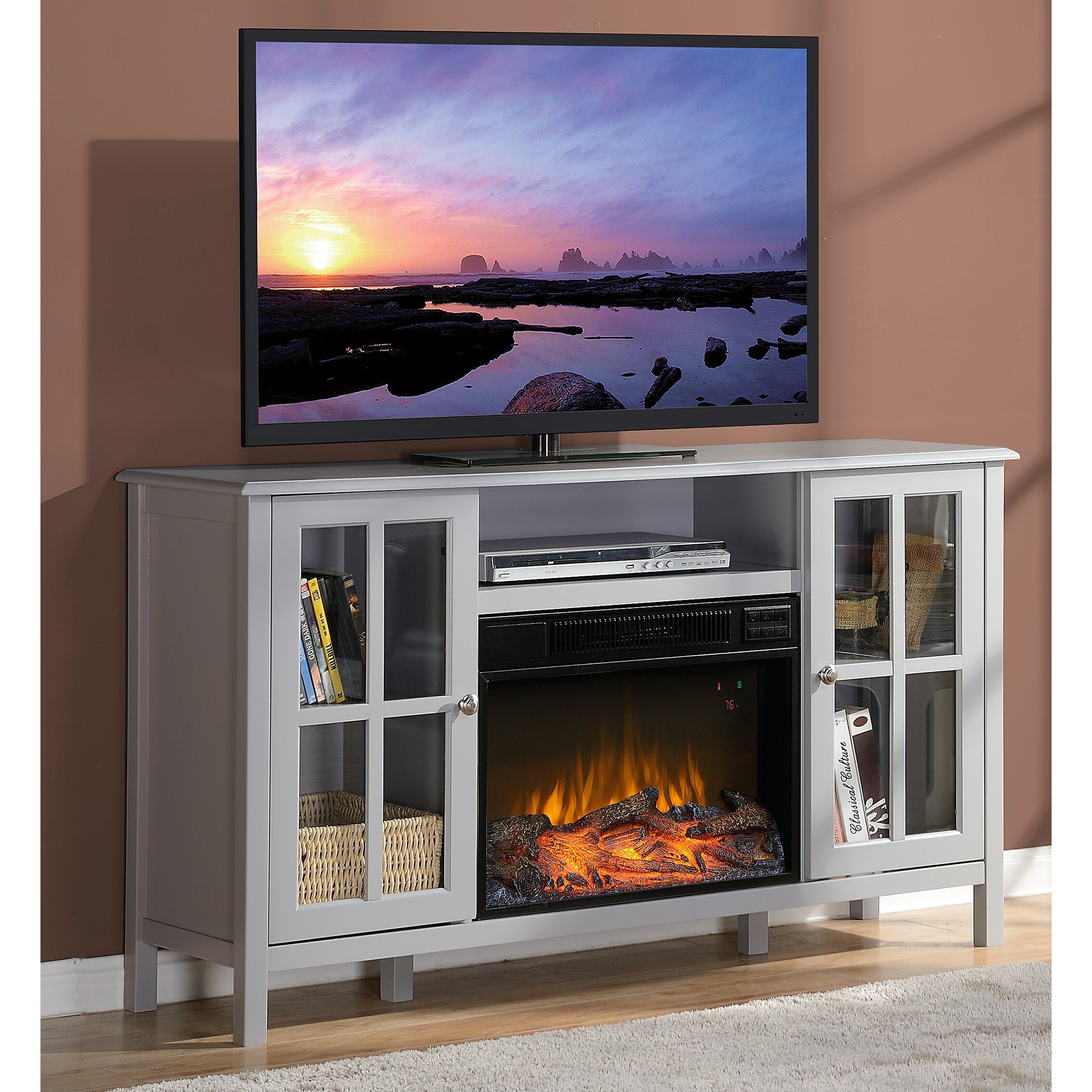 stunning homestar langley tv stand with electric fireplace | wayfair electric fireplace tv stand picture