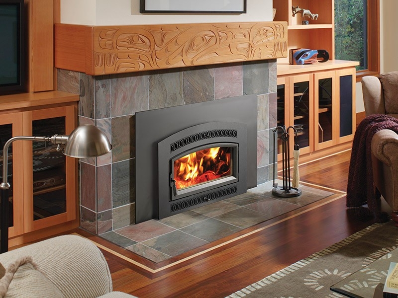 stunning wood fireplace inserts | fireplace xtrordinair | made in america gas wood hybrid fireplace image