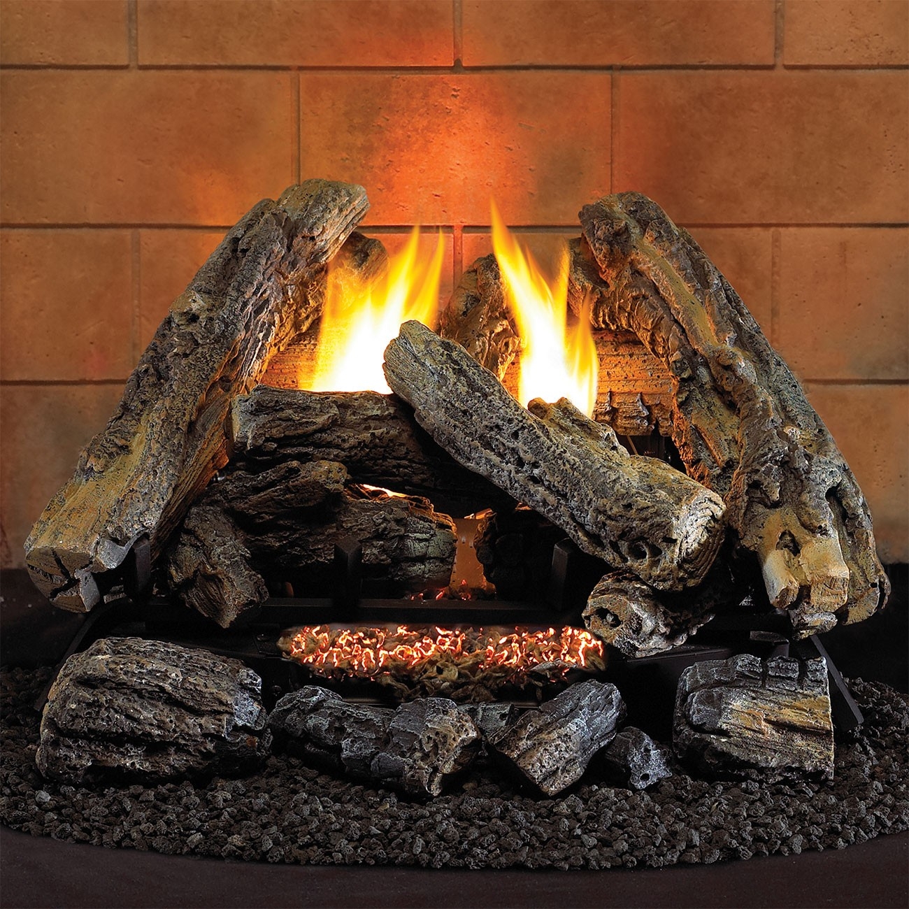 stylish 18" ventless ambient gas log set natural gas 30,000 btu procom heating logs for gas fireplace picture