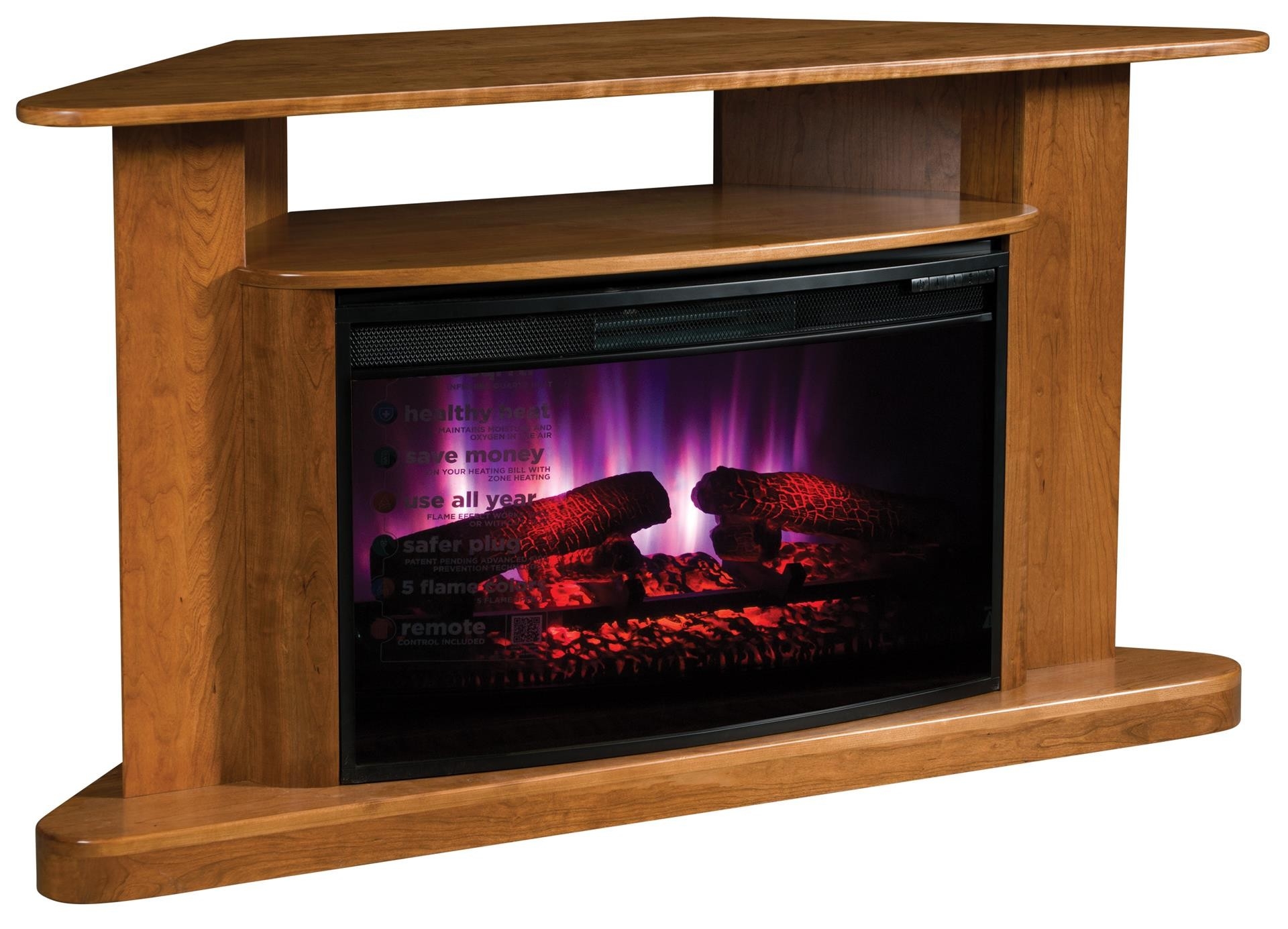 stylish classic corner led fireplace tv stand from dutchcrafters amish corner gas fireplace tv stand image