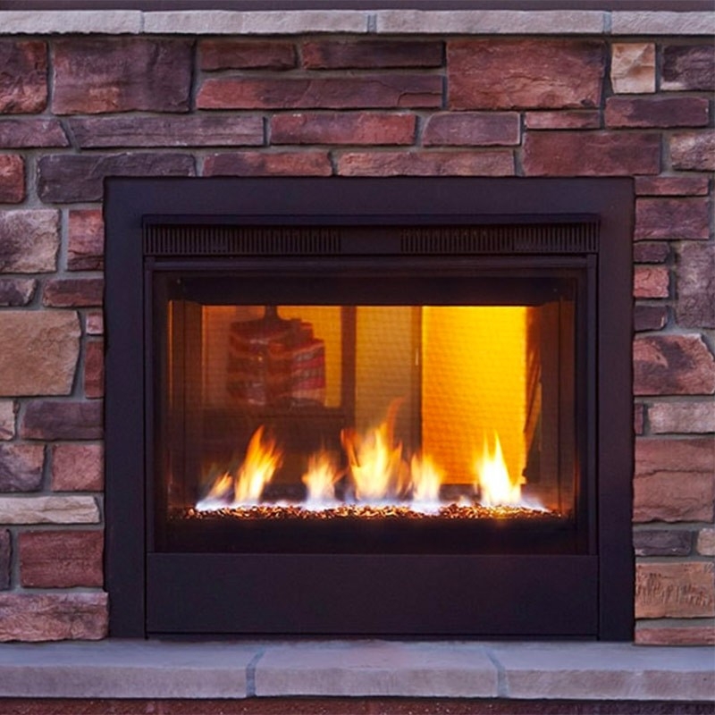 stylish majestic twilight modern indoor/outdoor gas fireplace | mountain home non venting gas fireplace picture