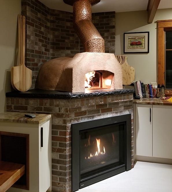 stylish residential pizza ovens for homebelforno wood fired, gas &amp; wood gas fireplace kits indoor image