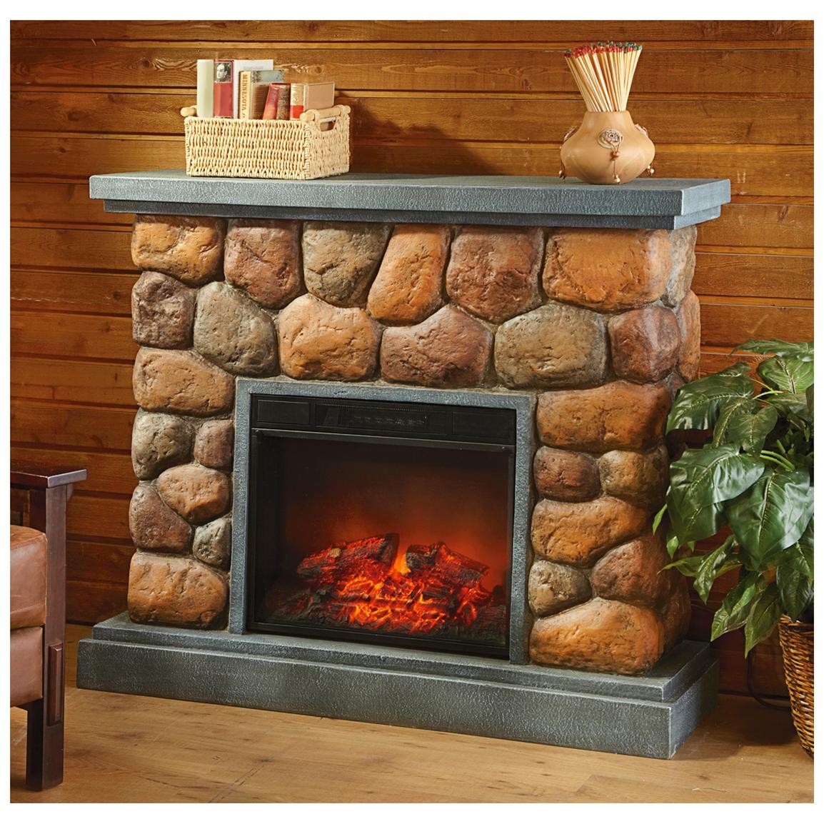 stylish stone electric fireplace for modern rustic home designs homesfeed rock fireplace design ideas pics