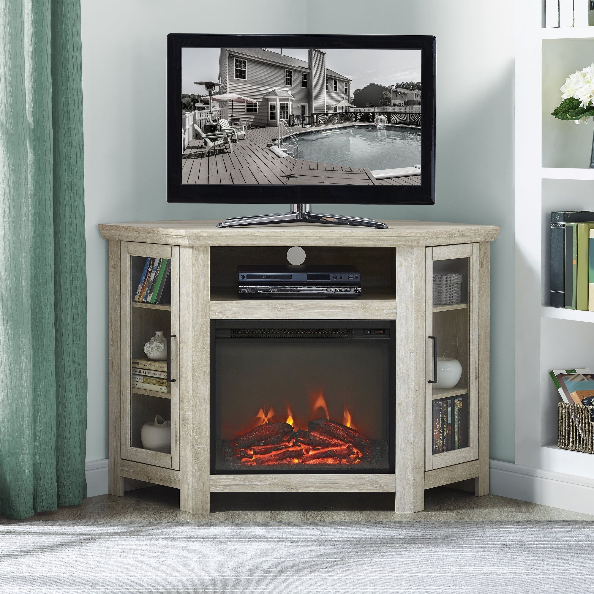 top corner tv stand with electric fireplace | corner fireplace tv stand corner tv stands with fireplace photo