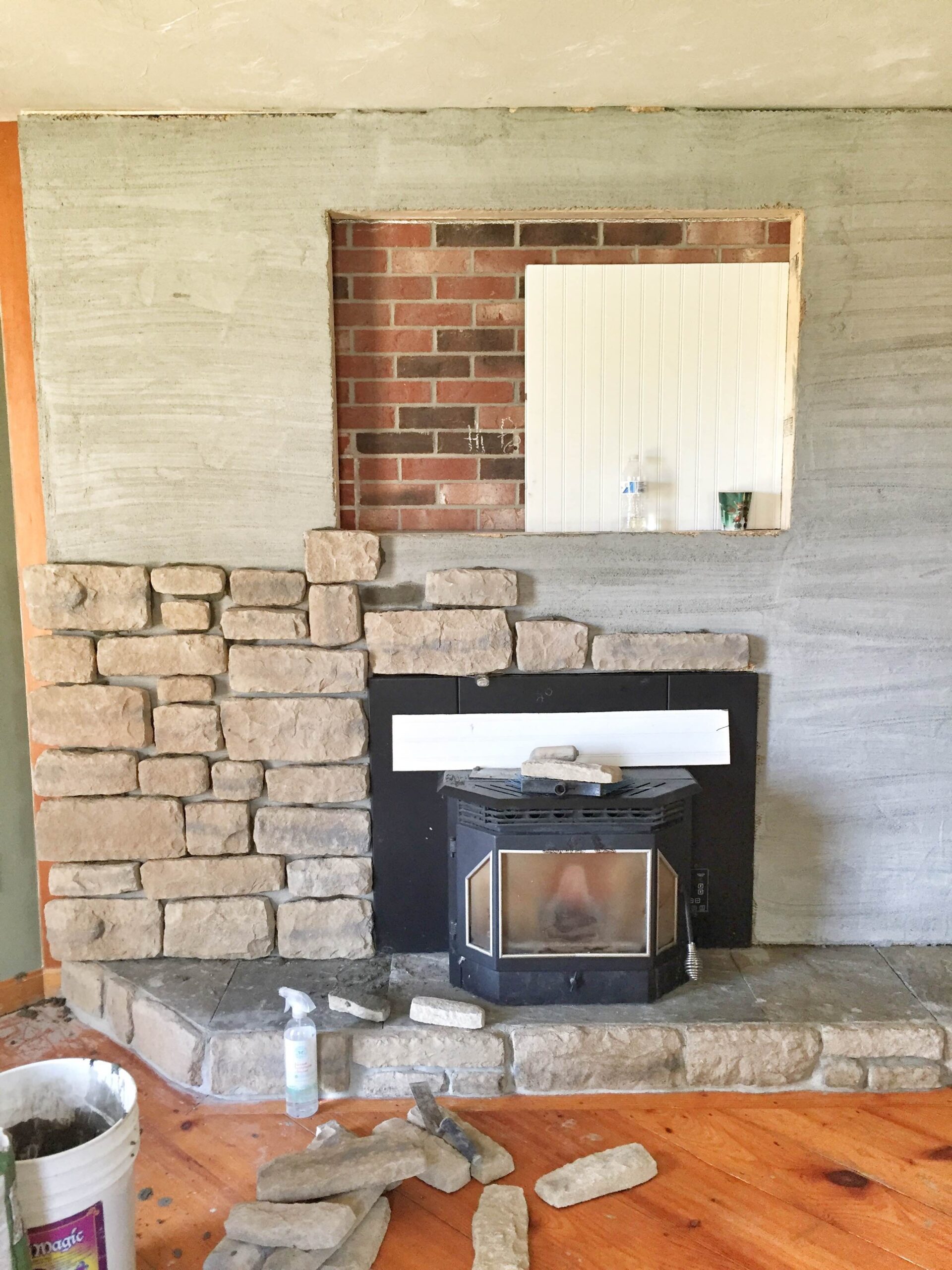 top our brick fireplace makeover brick fireplace cover up photo