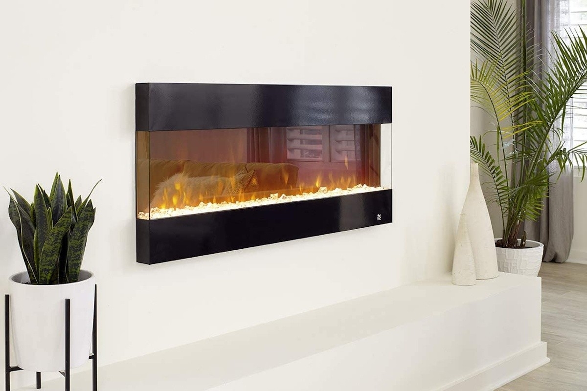 top touchstone fury 50" 3 sided recessed electric fireplace 80040 convert wood fireplace to electric picture