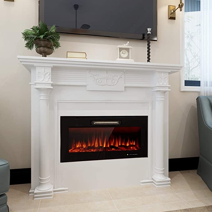 wonderful amazon: homedex 36" recessed mounted electric fireplace insert with electric fireplace insert amazon photo