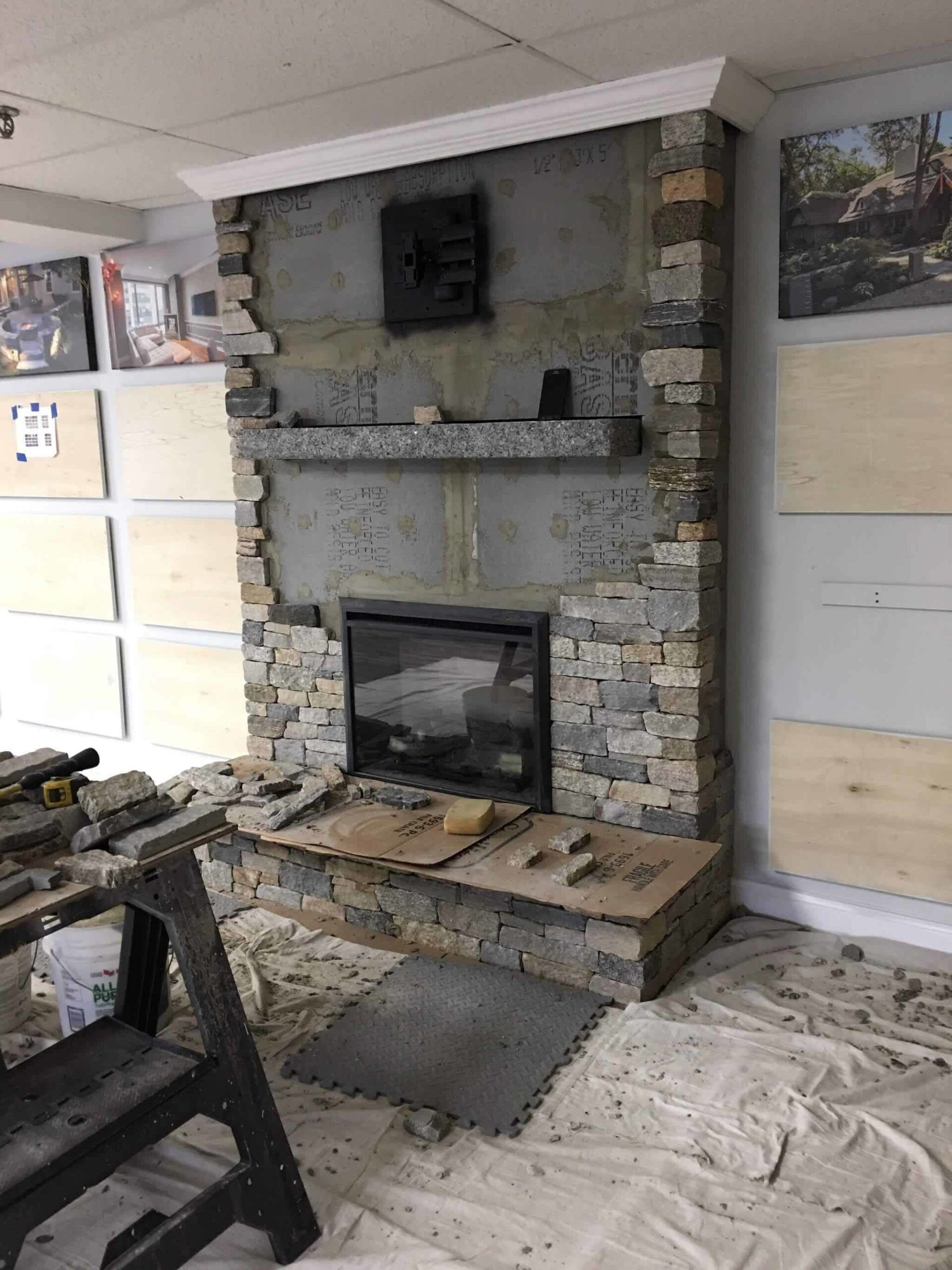 wonderful how to add thin veneer to a fireplace | stoneyard® how to attach mantle to brick fireplace photo