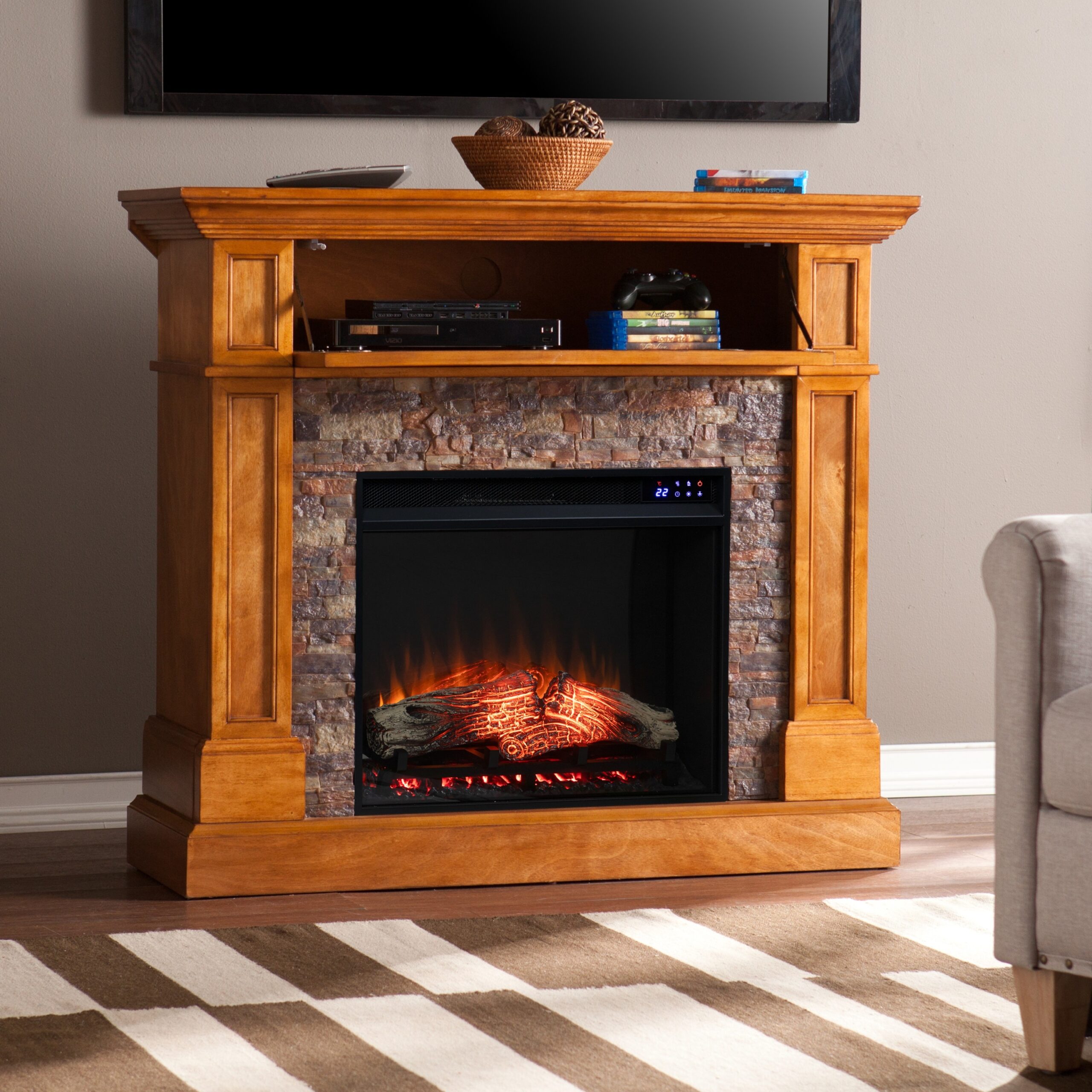 wonderful rosiwale convertible electric fireplace w/ faux stone walmart images of fireplace mantels photo