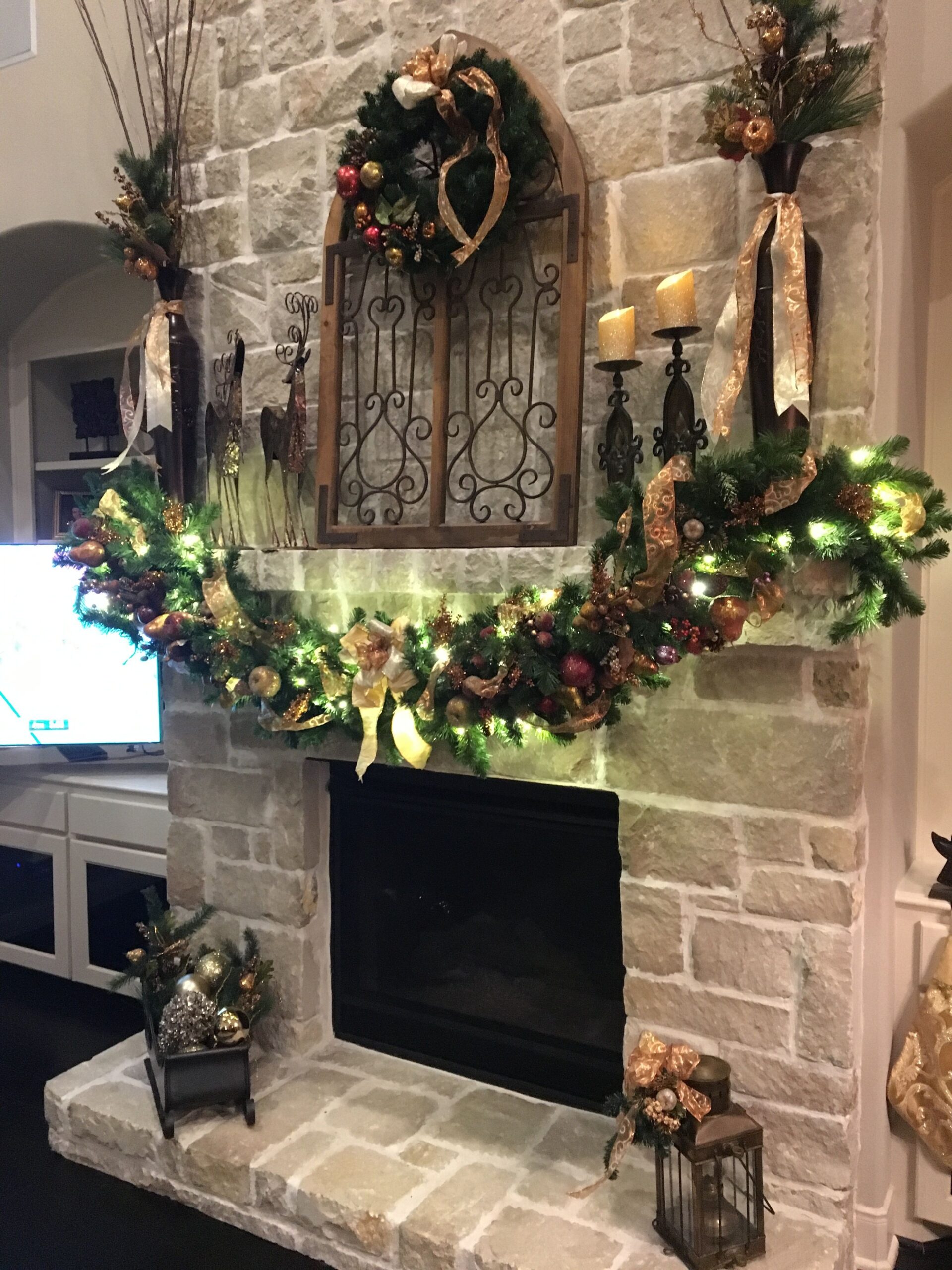 wonderful tuscan themed christmas decorations on my fireplace | tuscan christmas fireplace christmas decorations pictures photo