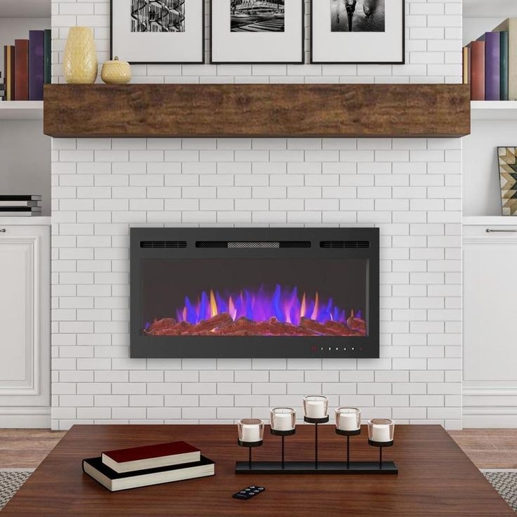 alluring hastings home 36 in w black fan forced electric fireplace lowes lowes wall mount fireplace photo
