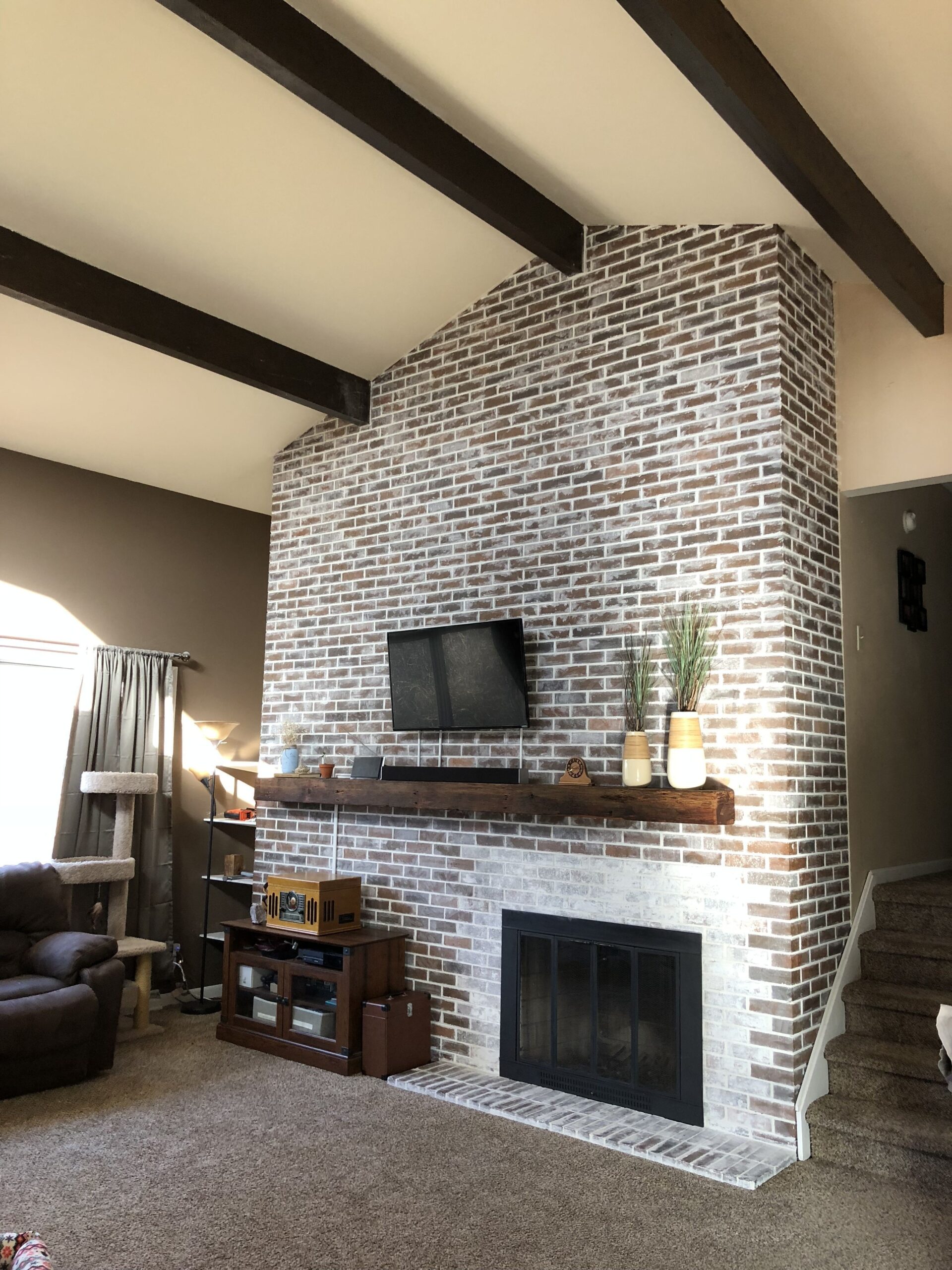 Cheap Full Wall Brick Fireplace Makeover Order