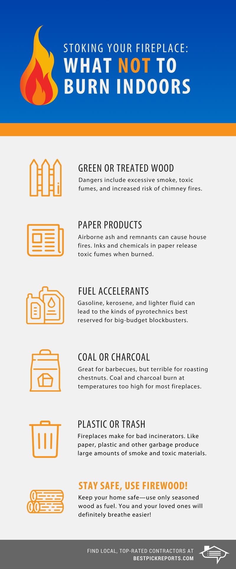 alluring what not to burn in your fireplace infographic | best pick reports can you burn treated wood in a fireplace image
