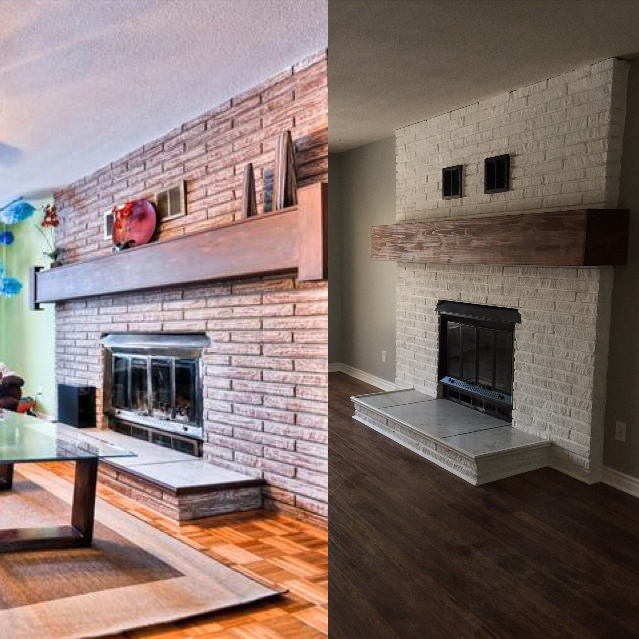 amazing before / after painting brick fireplace in white | painted brick painting a fireplace hearth pics