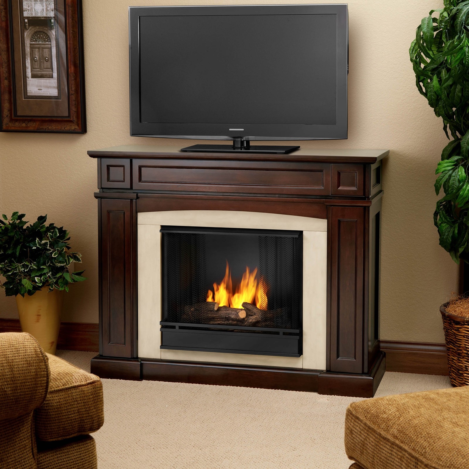 astonishing real flame rutherford ventless gel fireplace dark mahogany at hayneedle gel powered ventless fireplace image