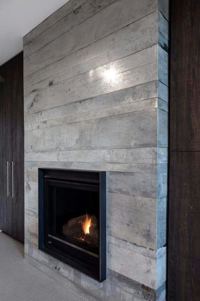 astonishing weathered galvanized steel | modern fireplace, fireplace remodel, home fire resistant tiles fireplaces image