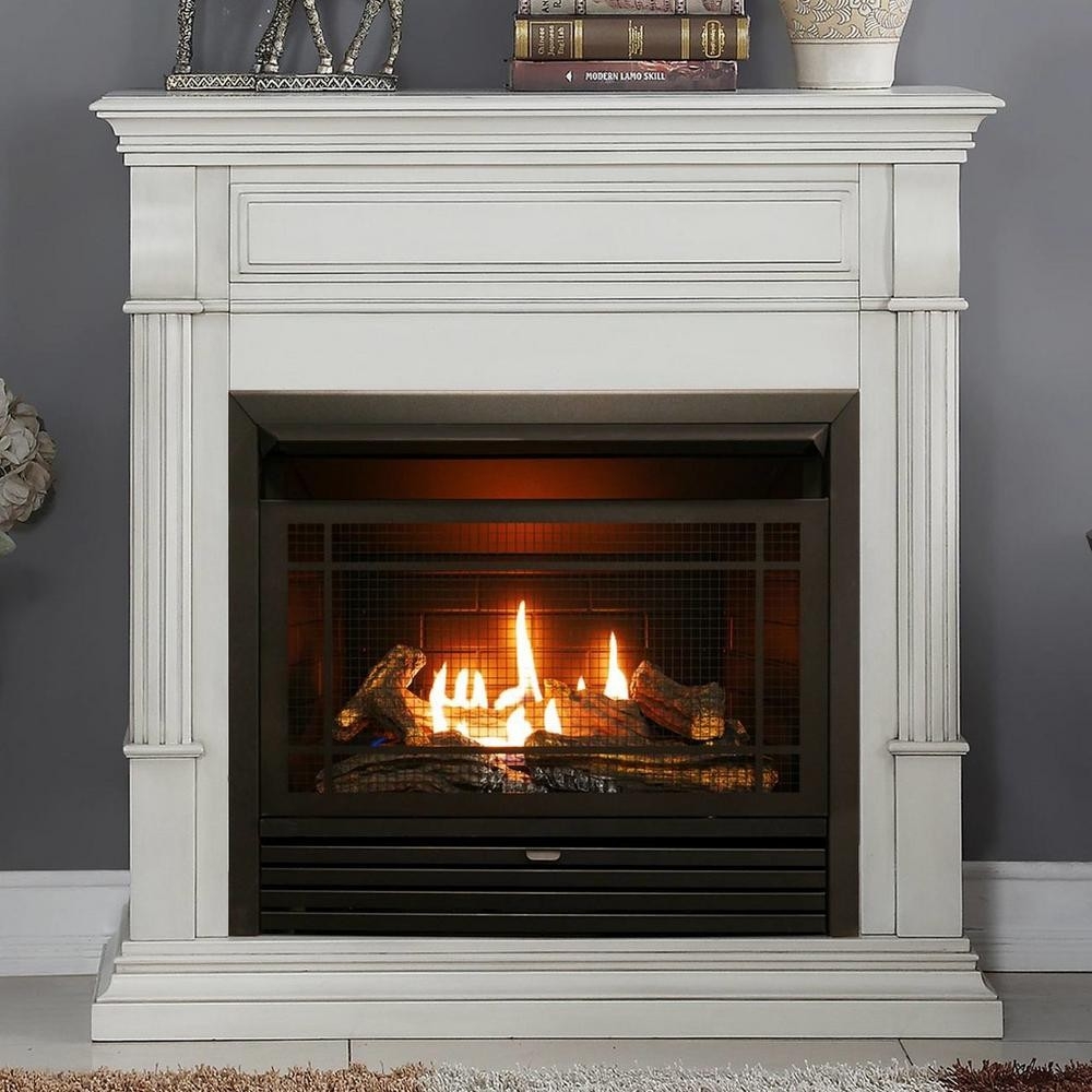 awesome duluth forge 40 in ventless dual fuel gas fireplace in antique white home depot fireplace heaters image