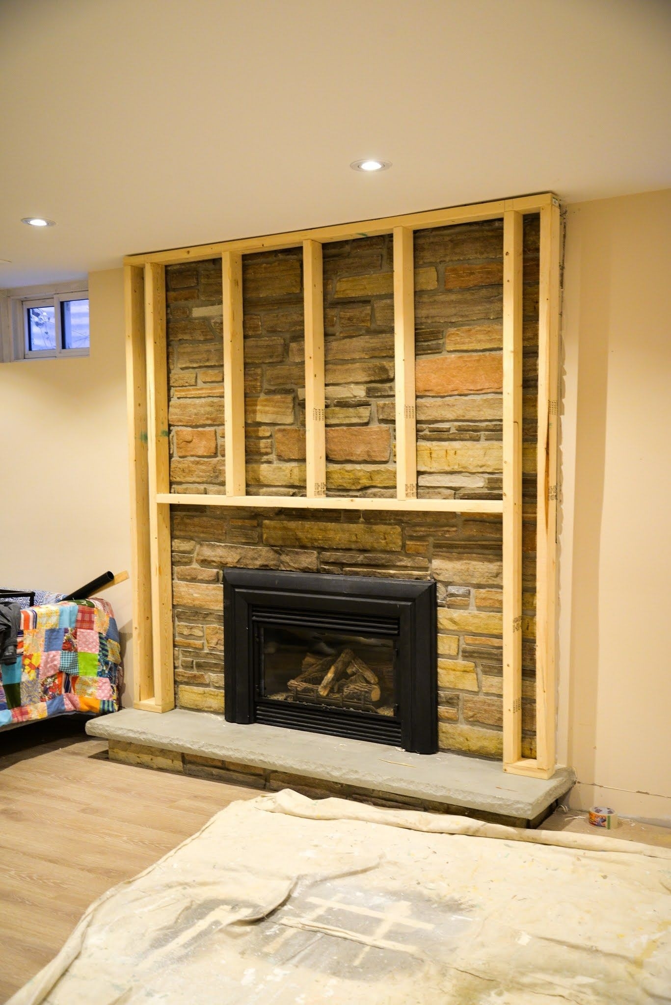awesome fireplace update, stone fireplace update, old fireplace makeover in cover up brick fireplace pics