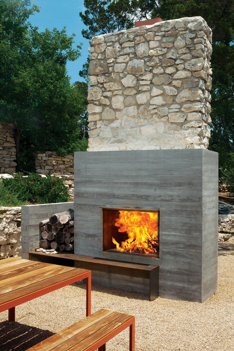 awesome modern fireplaces: rustic refined studio mm architect mid century modern outdoor fireplace pics