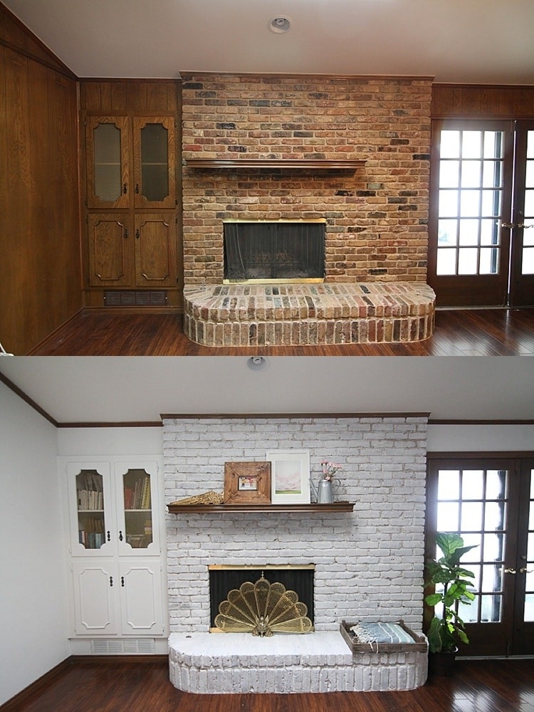 awesome update a brick fireplace: how to whitewash brick the easy way how to paint a brick fireplace before and after pictures image