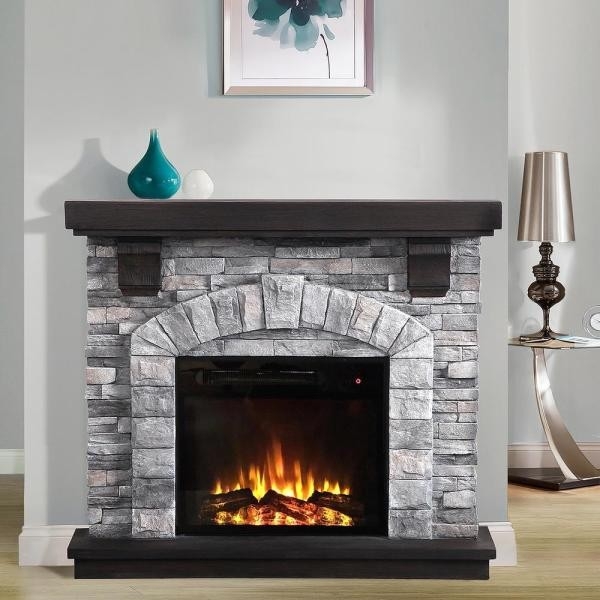 best 45 in freestanding electric fireplace in gray ffp20121 the home depot fireplace bricks home depot image