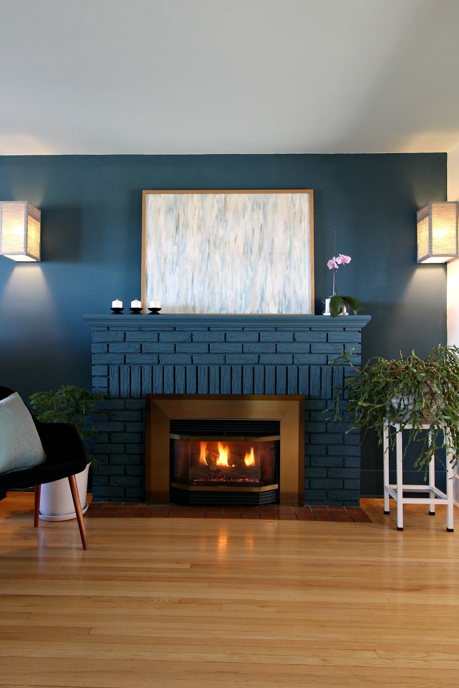 Good Painted Brick Fireplace Images Top