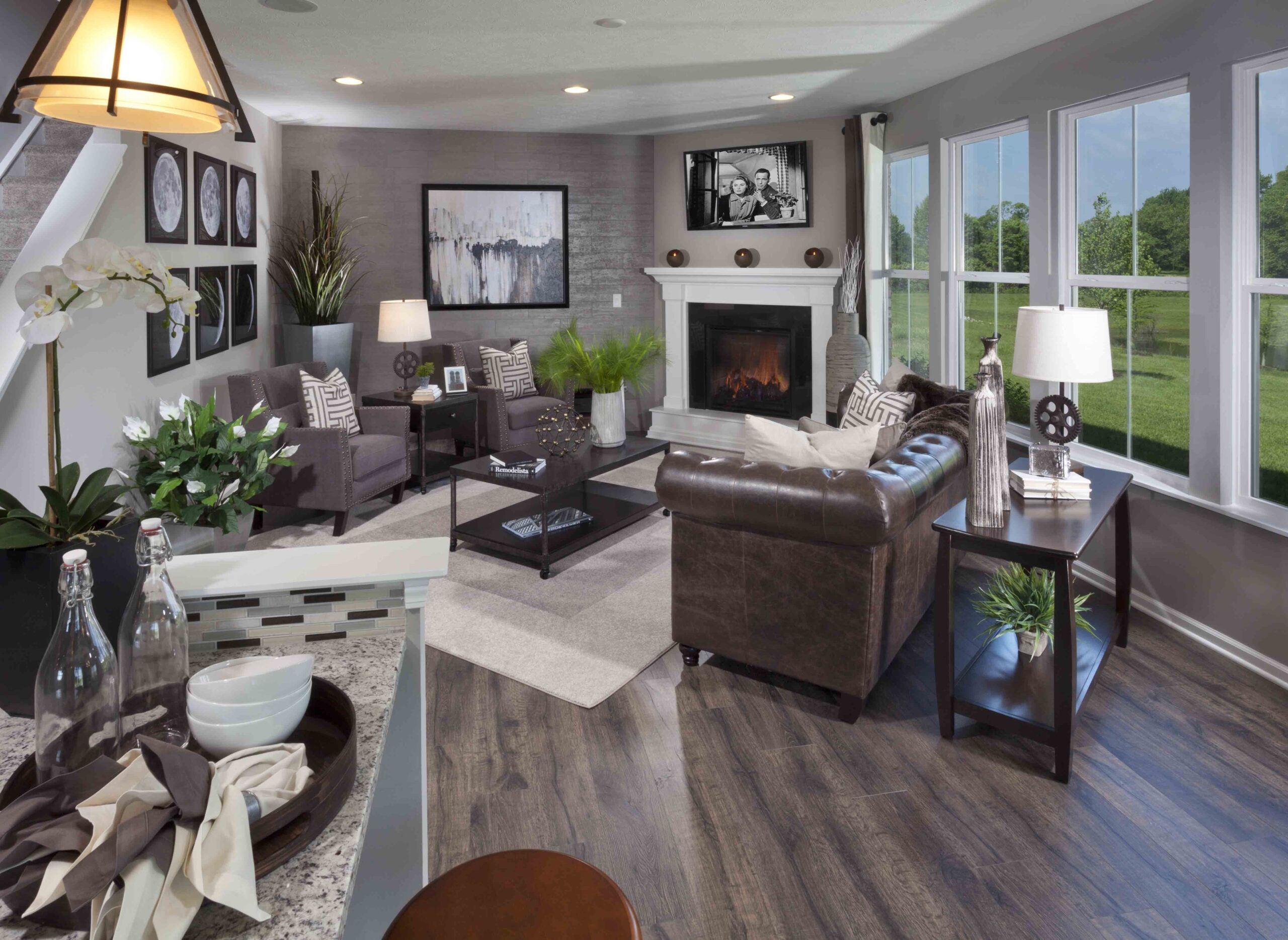best family room bay creek east ryland homes | corner fireplace living living room arrangements with fireplace picture