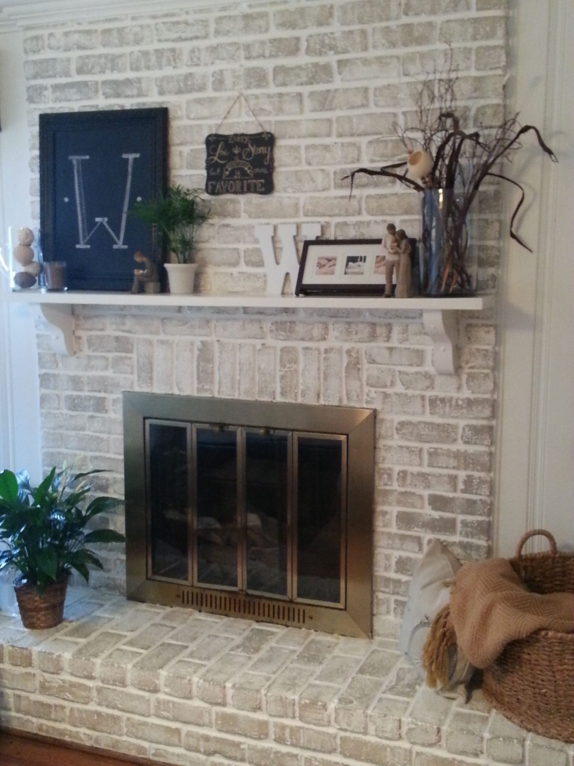 best faux whitewash cheap and easy | painted brick fireplaces, brick painting a fireplace hearth image