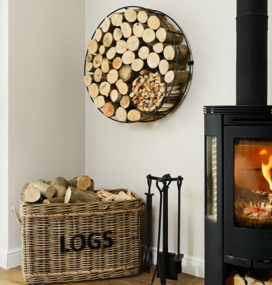 best fireplace log holders and indoor firewood racks: 30 decorative modern wood holder for inside fireplace image
