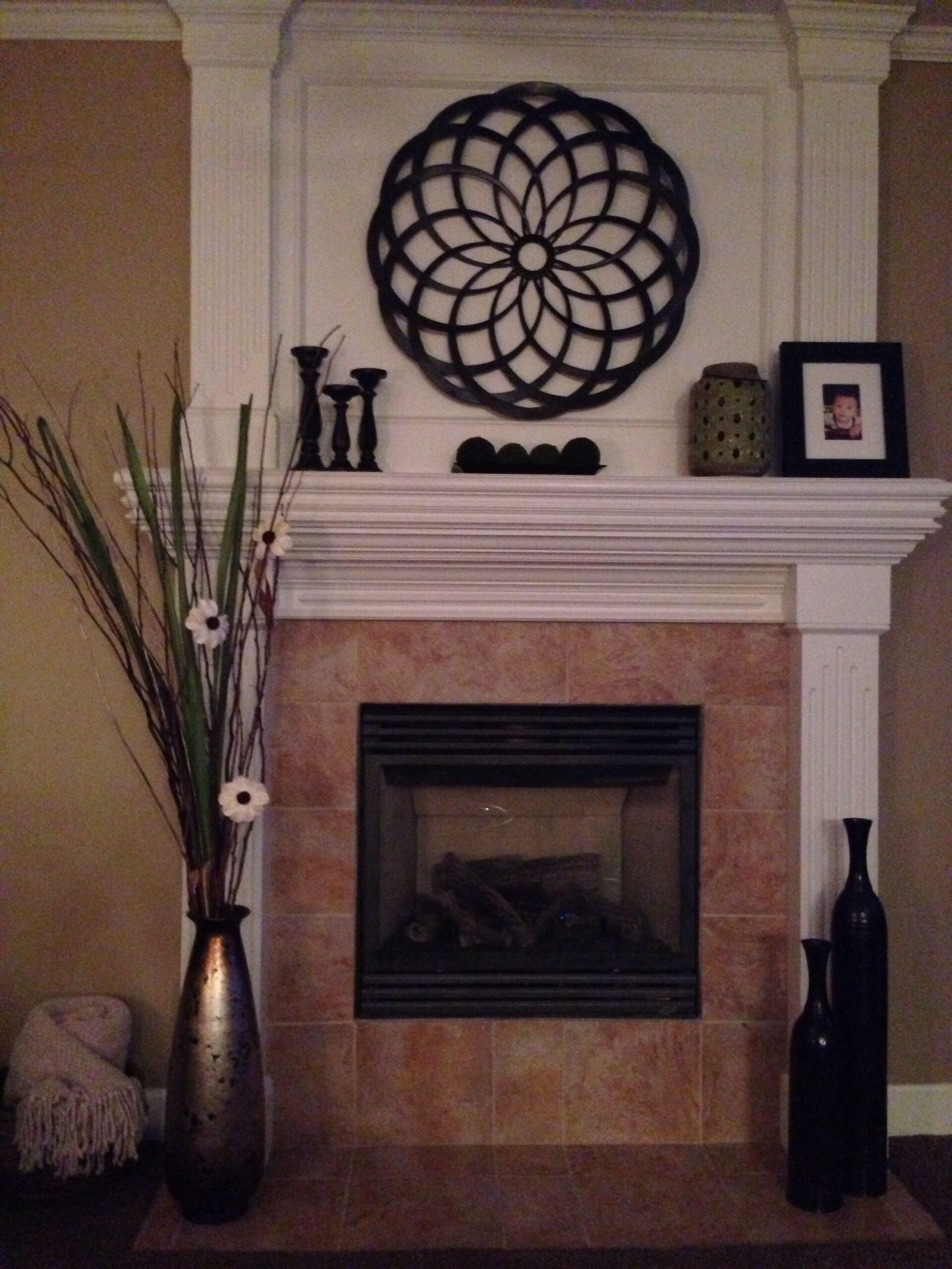 best fireplace mantle, finished product (for now haha!) #white mantle # no mantel fireplace decor image