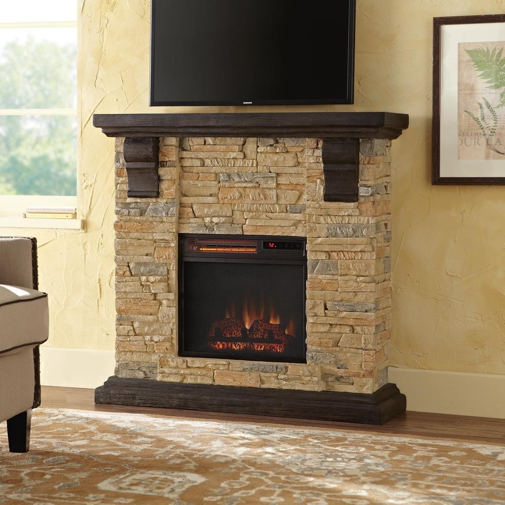 best home decorators collection highland 40 in faux stone mantel electric fireplace heaters at home depot picture