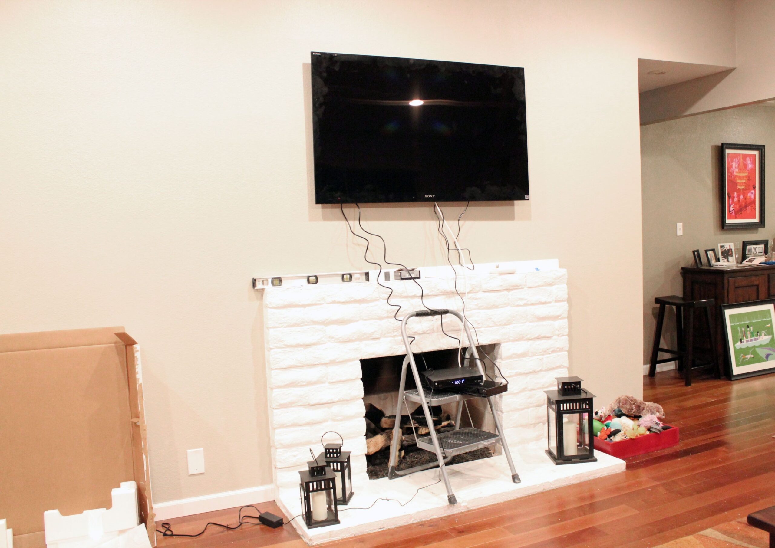 best how to hide wires and components for tv mounted over fireplace google how to hide wires for wall mounted tv over fireplace image