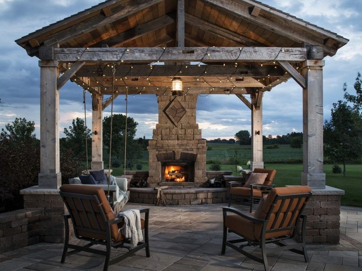 best image result for patio ramada | rustic outdoor fireplaces, backyard gazebo plans with fireplace picture