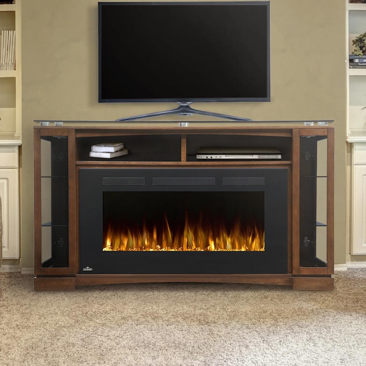 best napoleon shelton 60 inch electric fireplace media console with 42 inch fireplace entertainment center costco image